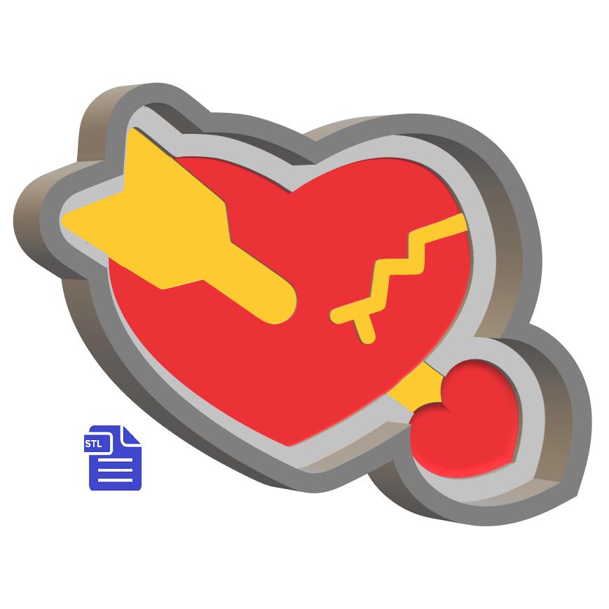 1pc Heart with Arrow Bath Bomb Mold STL File