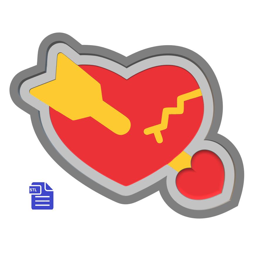 1pc Heart with Arrow Bath Bomb Mold STL File
