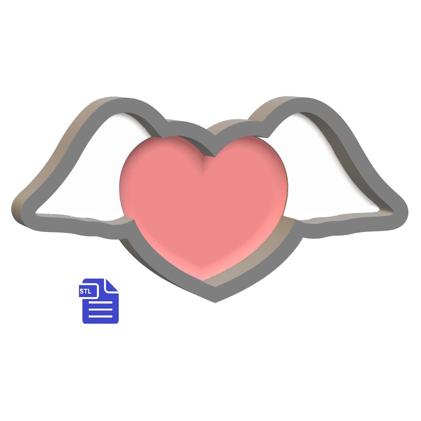 1pc Heart with Wings Bath Bomb Mold STL File