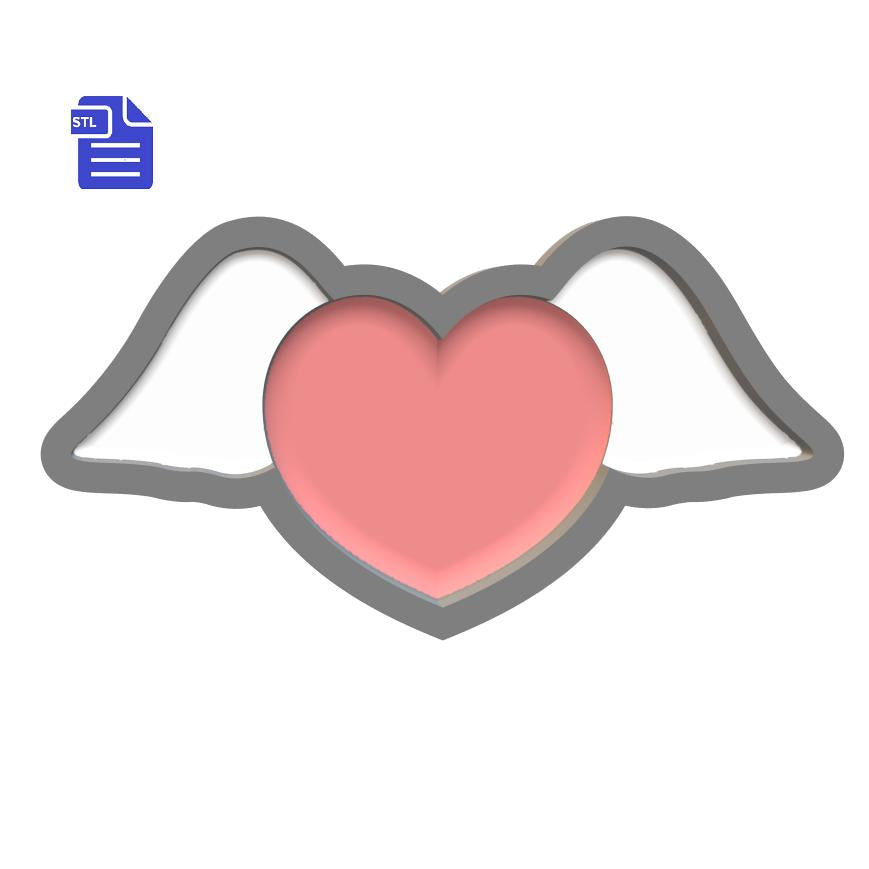 1pc Heart with Wings Bath Bomb Mold STL File