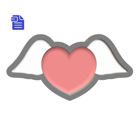 1pc Heart with Wings Bath Bomb Mold STL File