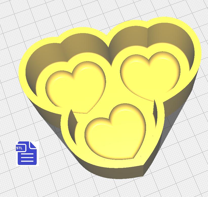 1pc Hearts Bath Bomb Mold STL File