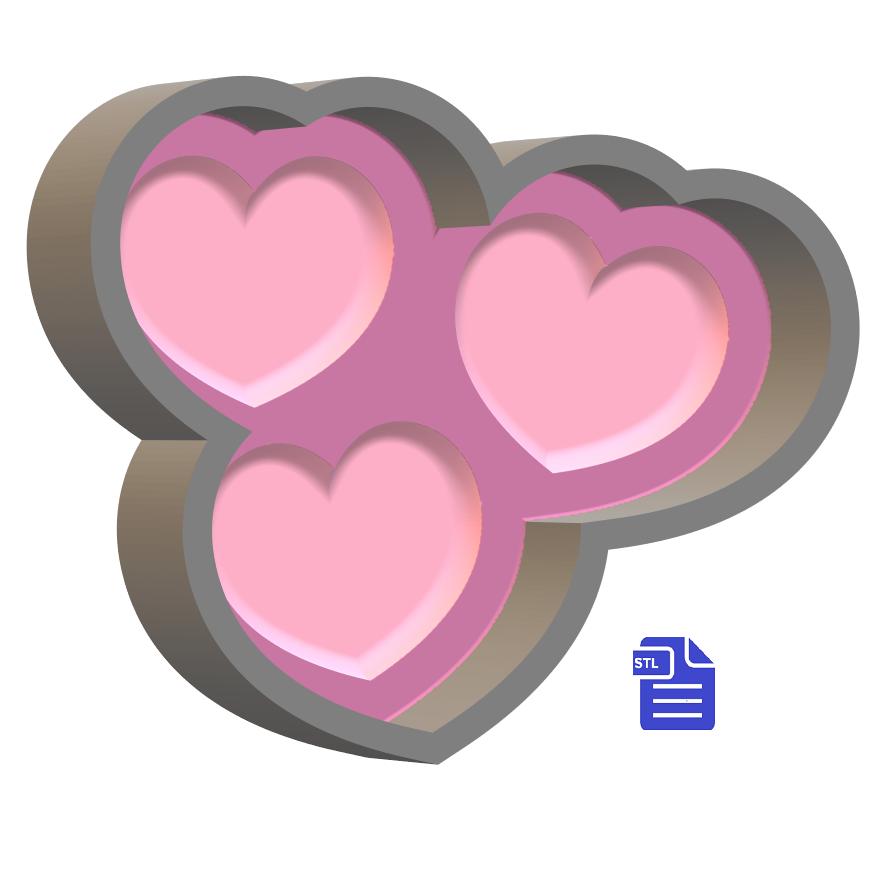 1pc Hearts Bath Bomb Mold STL File