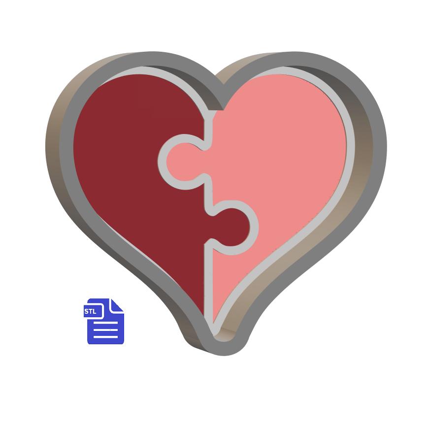 1pc Puzzle Heart Bath Bomb Mold STL File