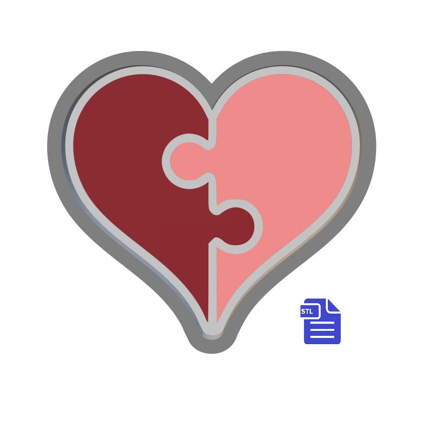 1pc Puzzle Heart Bath Bomb Mold STL File