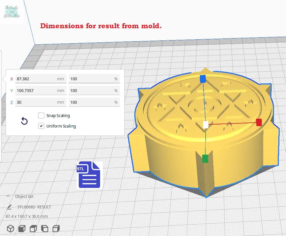 1pc Six of Pentacles Bath Bomb Mold STL File