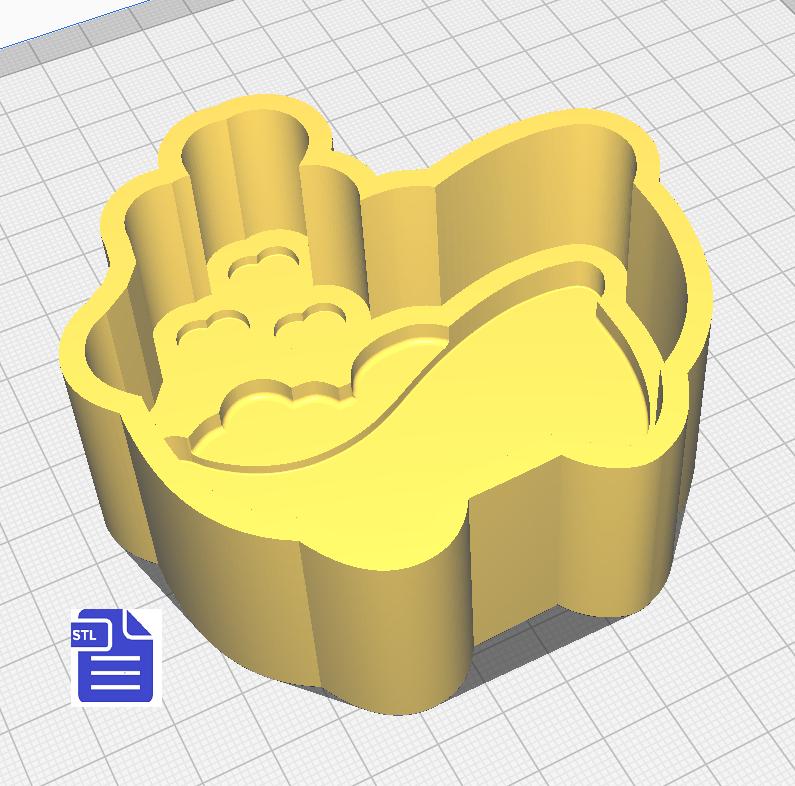 1pc Valentine Bath Tub Bath Bomb Mold STL File