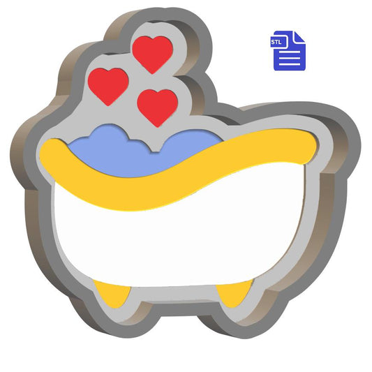 1pc Valentine Bath Tub Bath Bomb Mold STL File