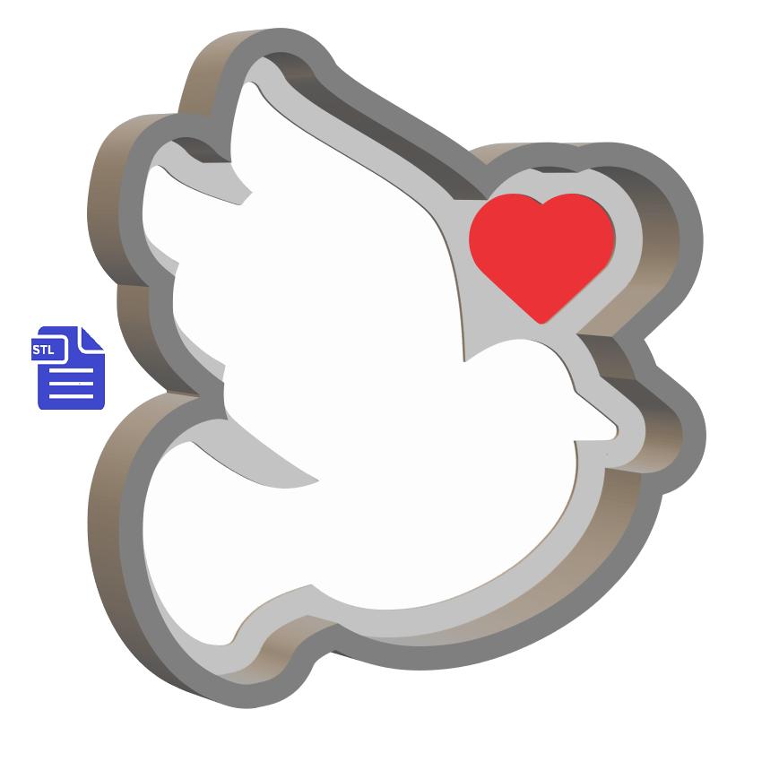 1pc Valentine Dove Bath Bomb Mold STL File