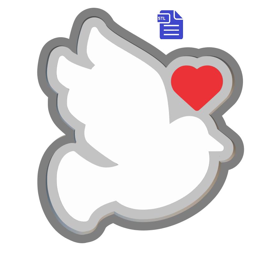 1pc Valentine Dove Bath Bomb Mold STL File