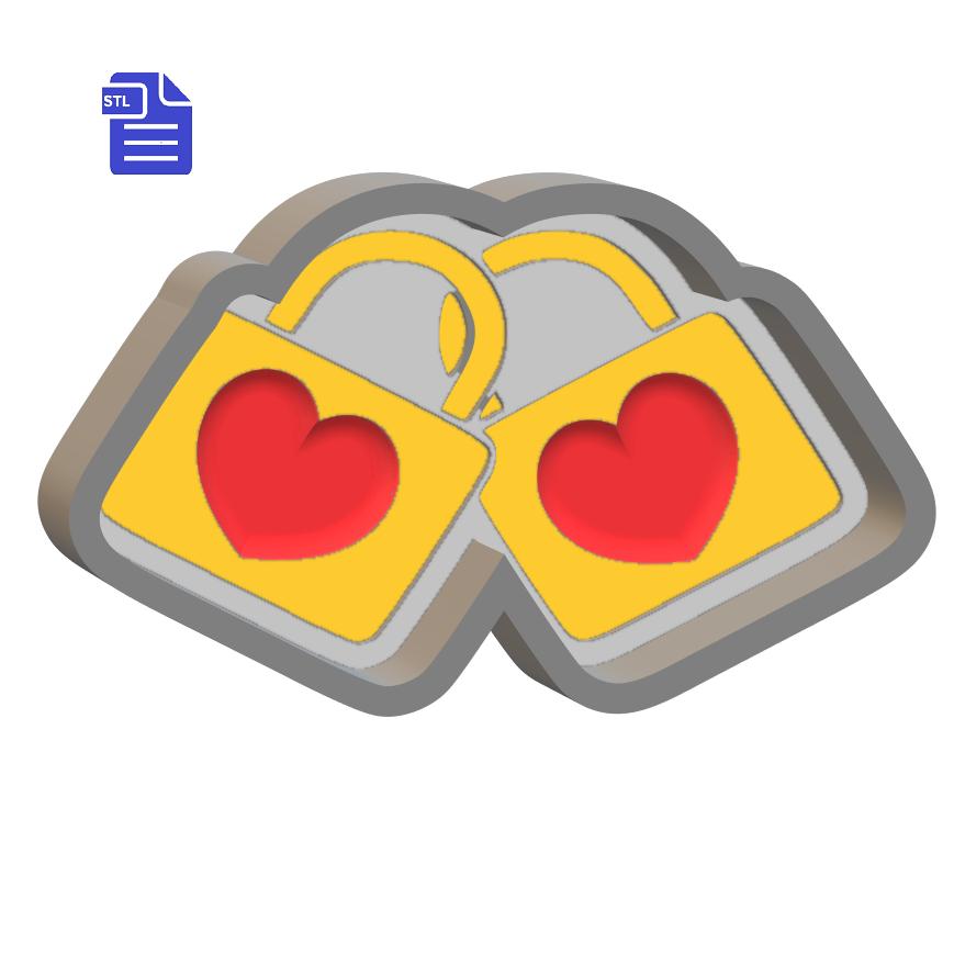 1pc Valentine Padlocks Bath Bomb Mold STL File