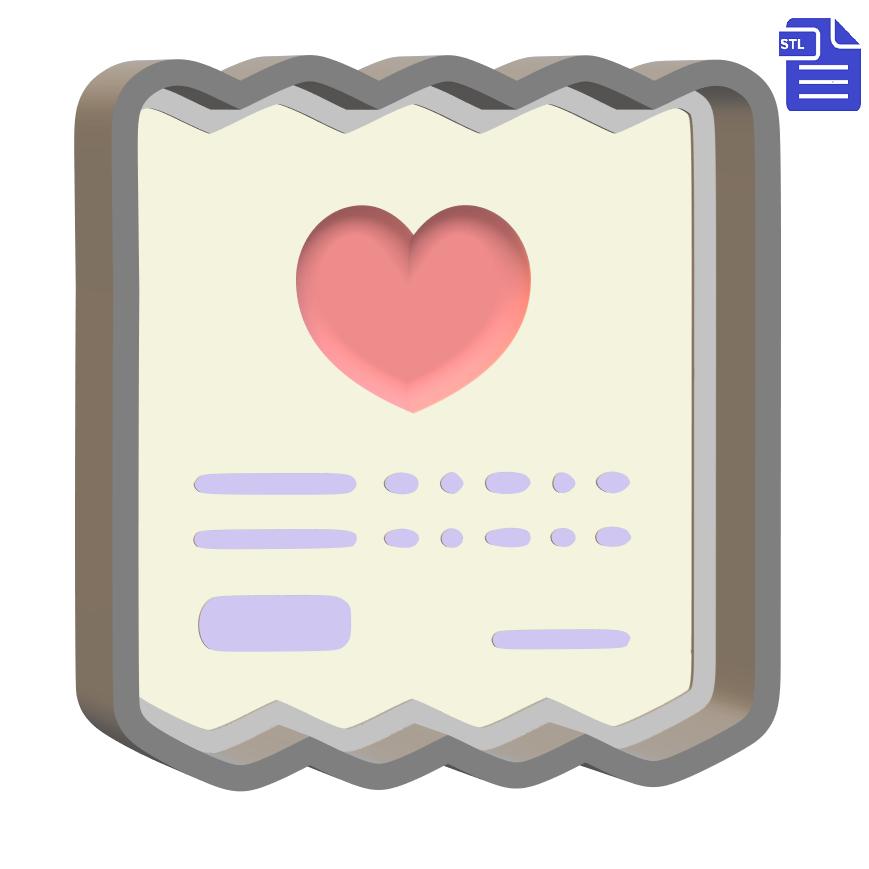 1pc Valentine Receipt Bath Bomb Mold STL File