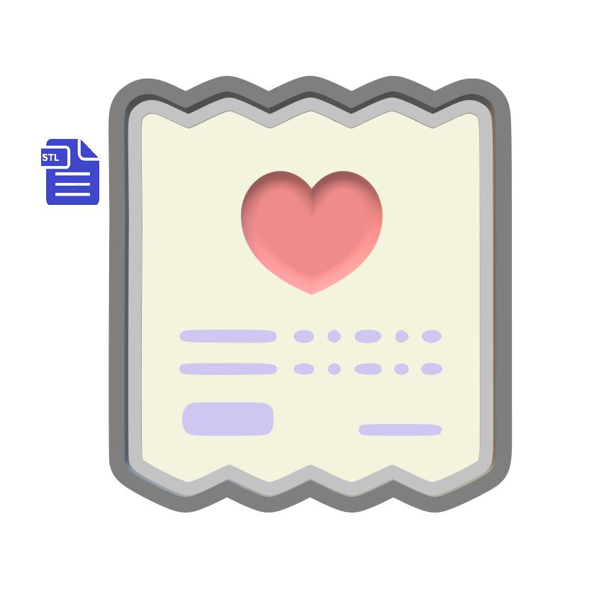 1pc Valentine Receipt Bath Bomb Mold STL File