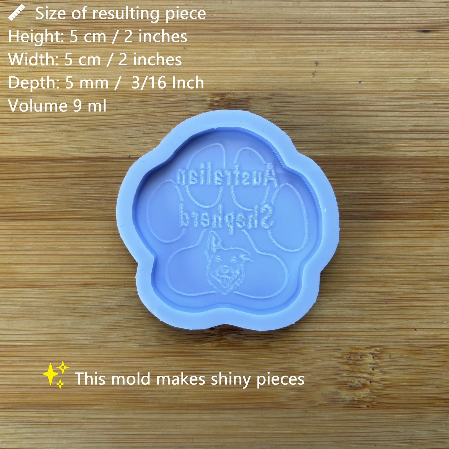 2" Australian Shepherd Silicone Mold