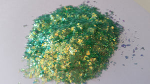 Iridescent Green Cellophane Glitter Flakes