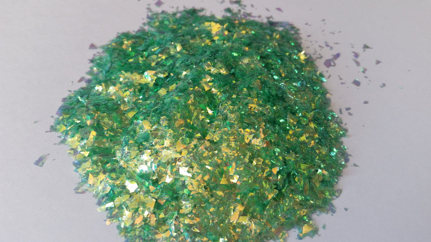 Iridescent Green Cellophane Glitter Flakes - The Crafts and Glitter Shop