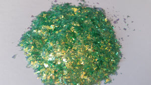 Iridescent Green Cellophane Glitter Flakes
