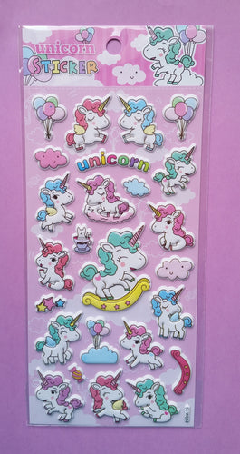Unicorn Puffy Stickers - 1 Sheet