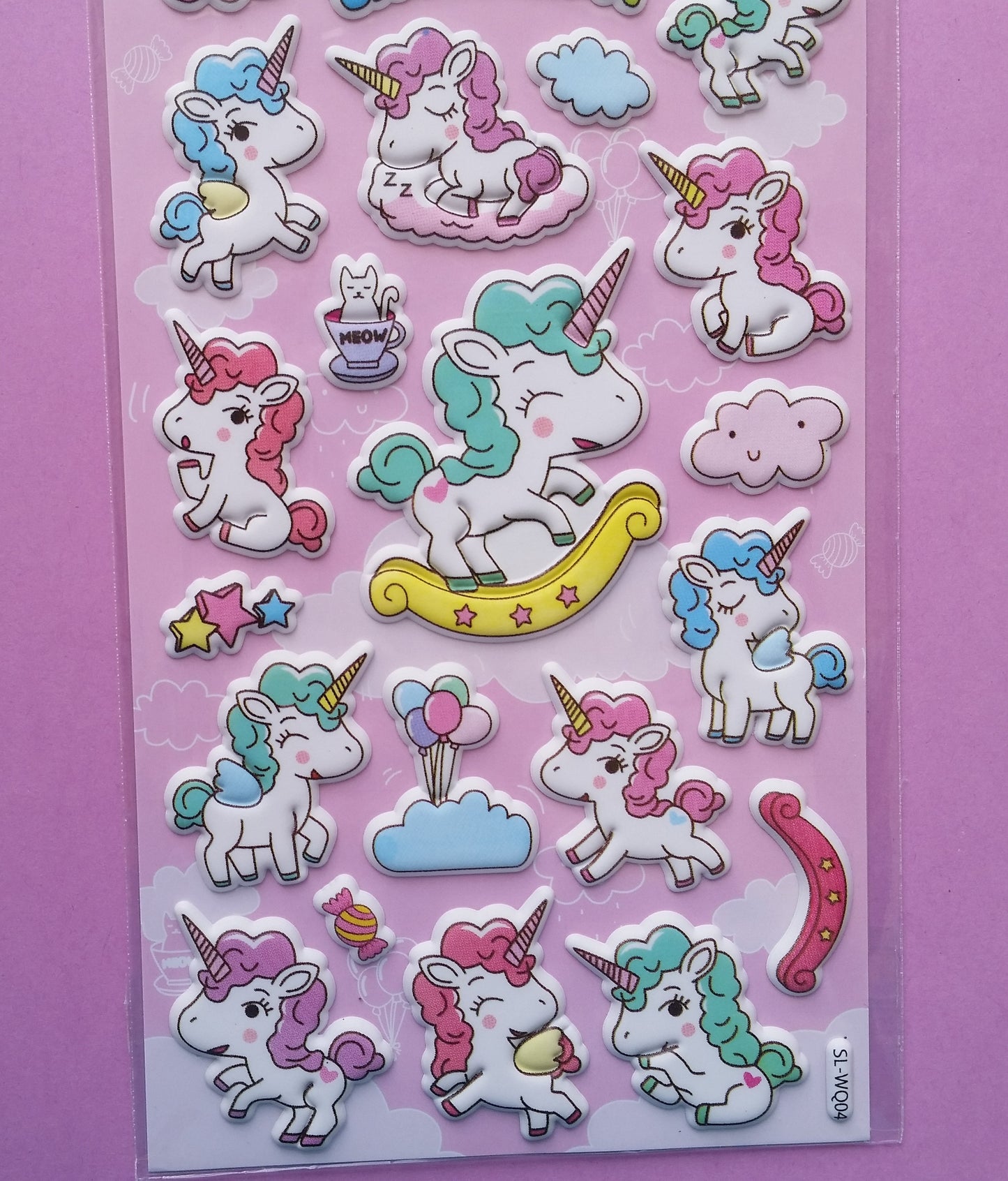 Unicorn Puffy Stickers - 1 Sheet