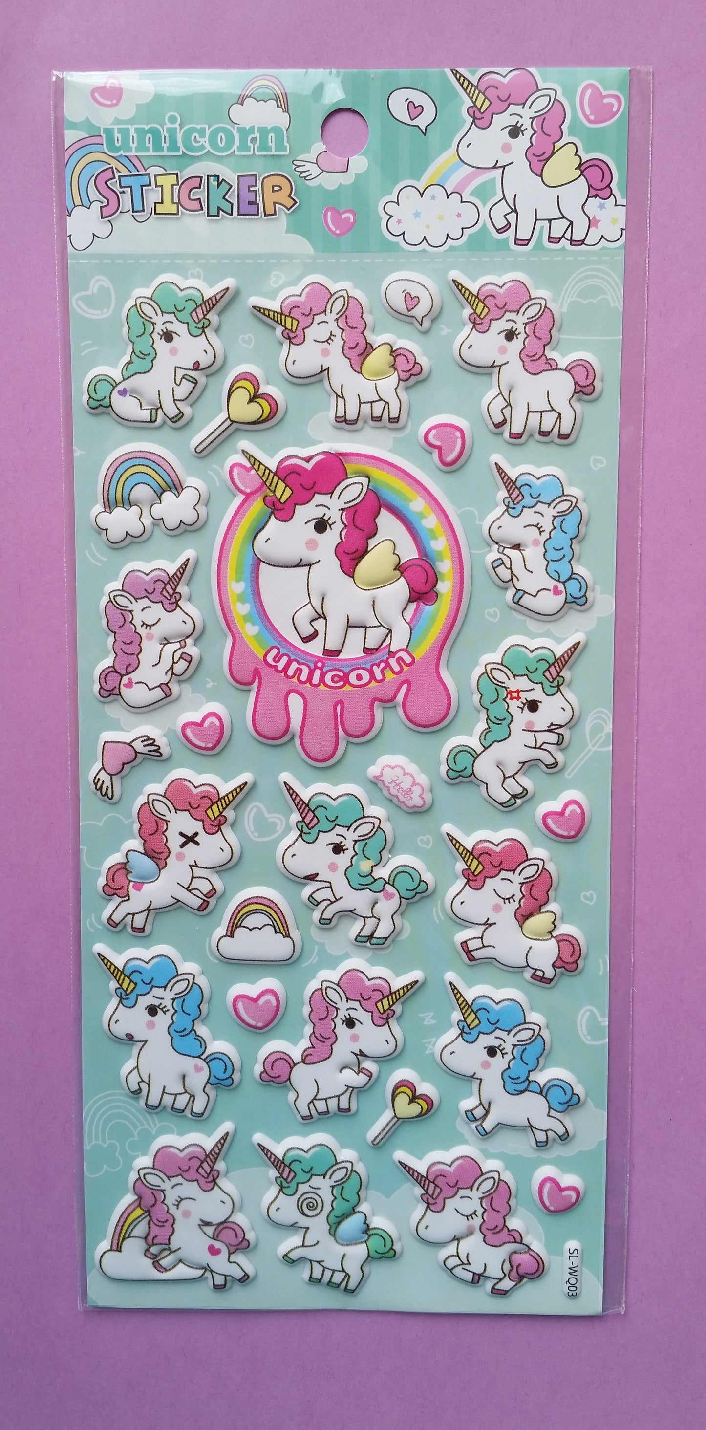Unicorn Puffy Stickers - 1 Sheet