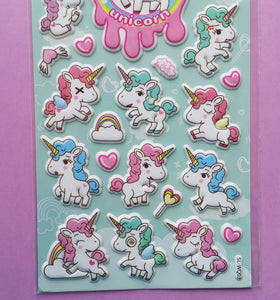 Unicorn Puffy Stickers - 1 Sheet