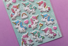 Load image into Gallery viewer, Unicorn Puffy Stickers - 1 Sheet