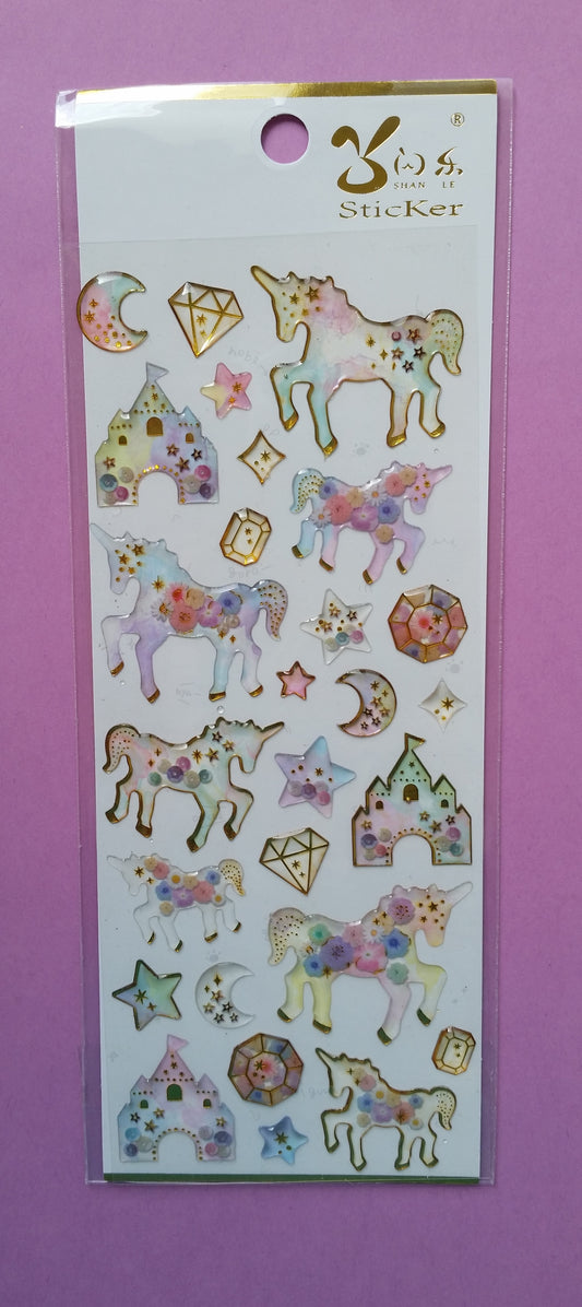 3D Unicorn Transparent Stickers - 1 sheet - The Crafts and Glitter Shop