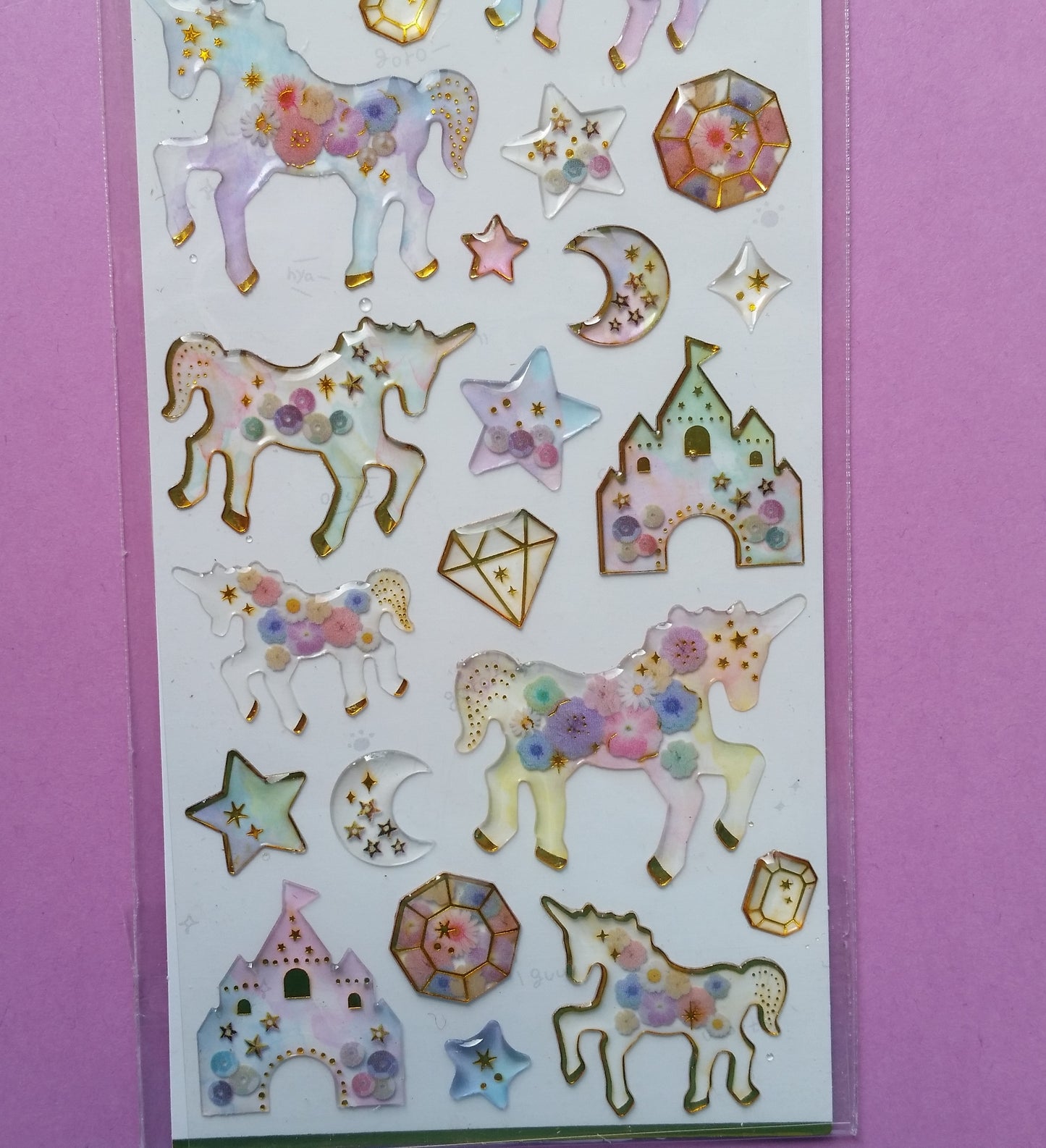 3D Unicorn Transparent Stickers - 1 sheet - The Crafts and Glitter Shop