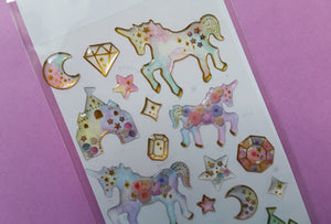 3D Unicorn Transparent Stickers - 1 sheet