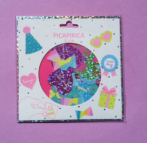 Party Celebration Sticker Flakes - 48 pieces - Neon Holographic
