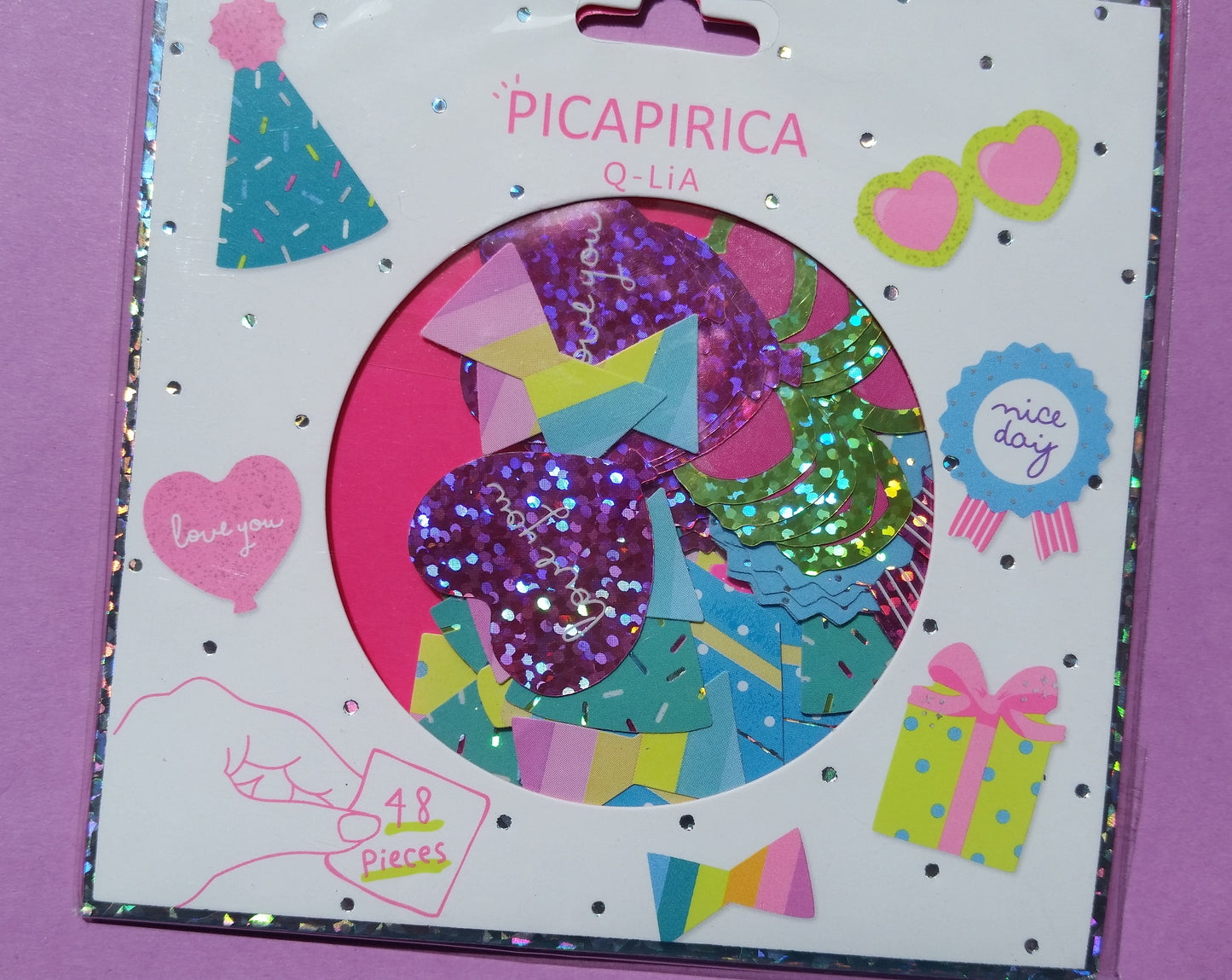 Party Celebration Sticker Flakes - 48 pieces - Neon Holographic - The Crafts and Glitter Shop