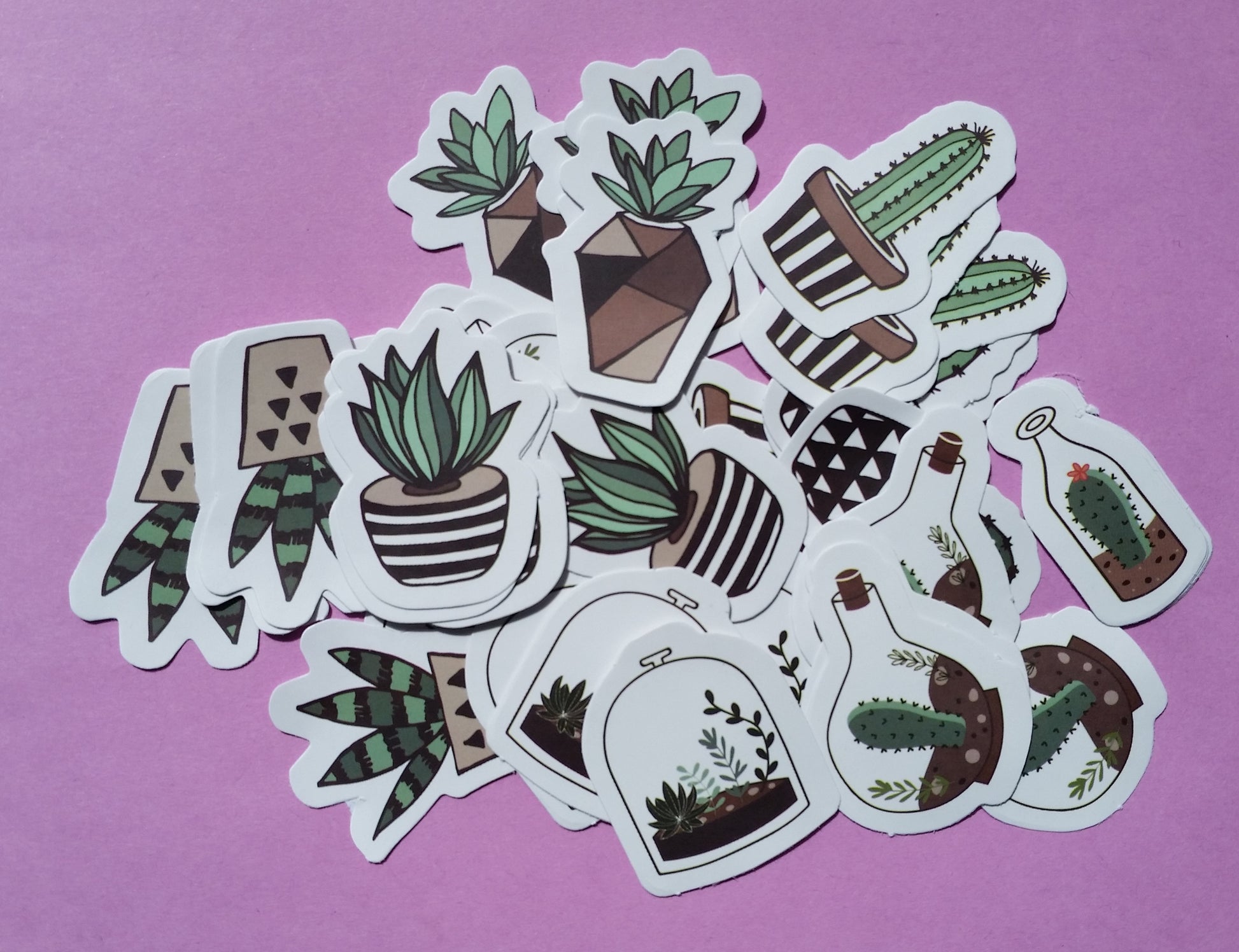 Succulent Plants Sticker Flakes - 40 pieces - The Crafts and Glitter Shop