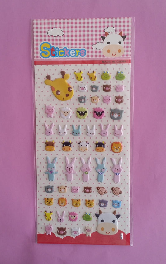 Animals Puffy Stickers - 1 Sheet - The Crafts and Glitter Shop
