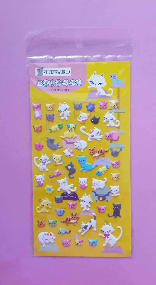 Kittens Puffy Stickers - 1 sheet - The Crafts and Glitter Shop