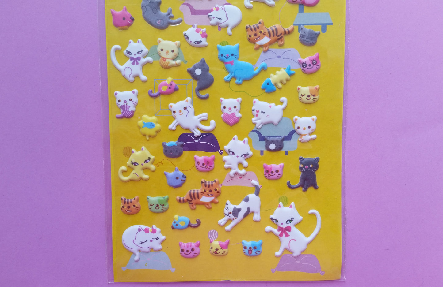 Kittens Puffy Stickers - 1 sheet - The Crafts and Glitter Shop
