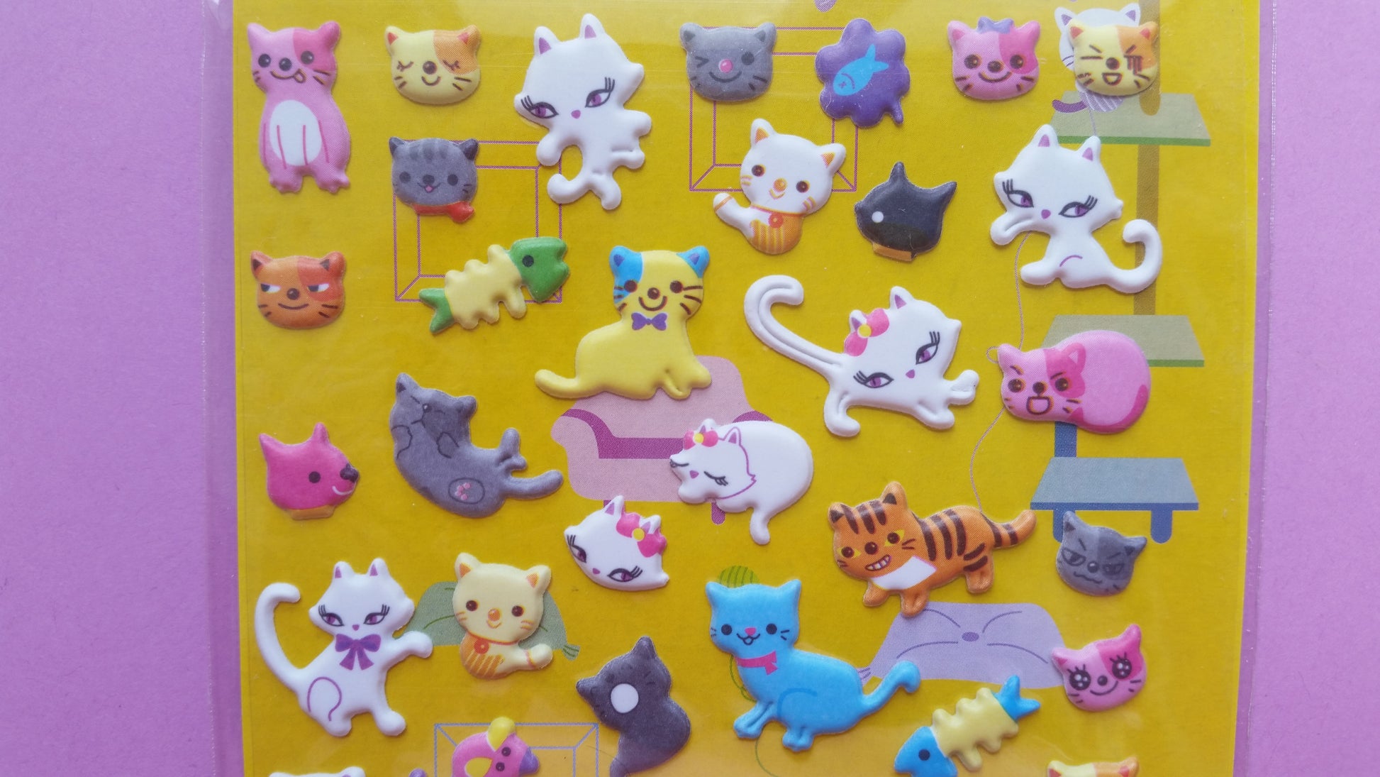 Kittens Puffy Stickers - 1 sheet - The Crafts and Glitter Shop