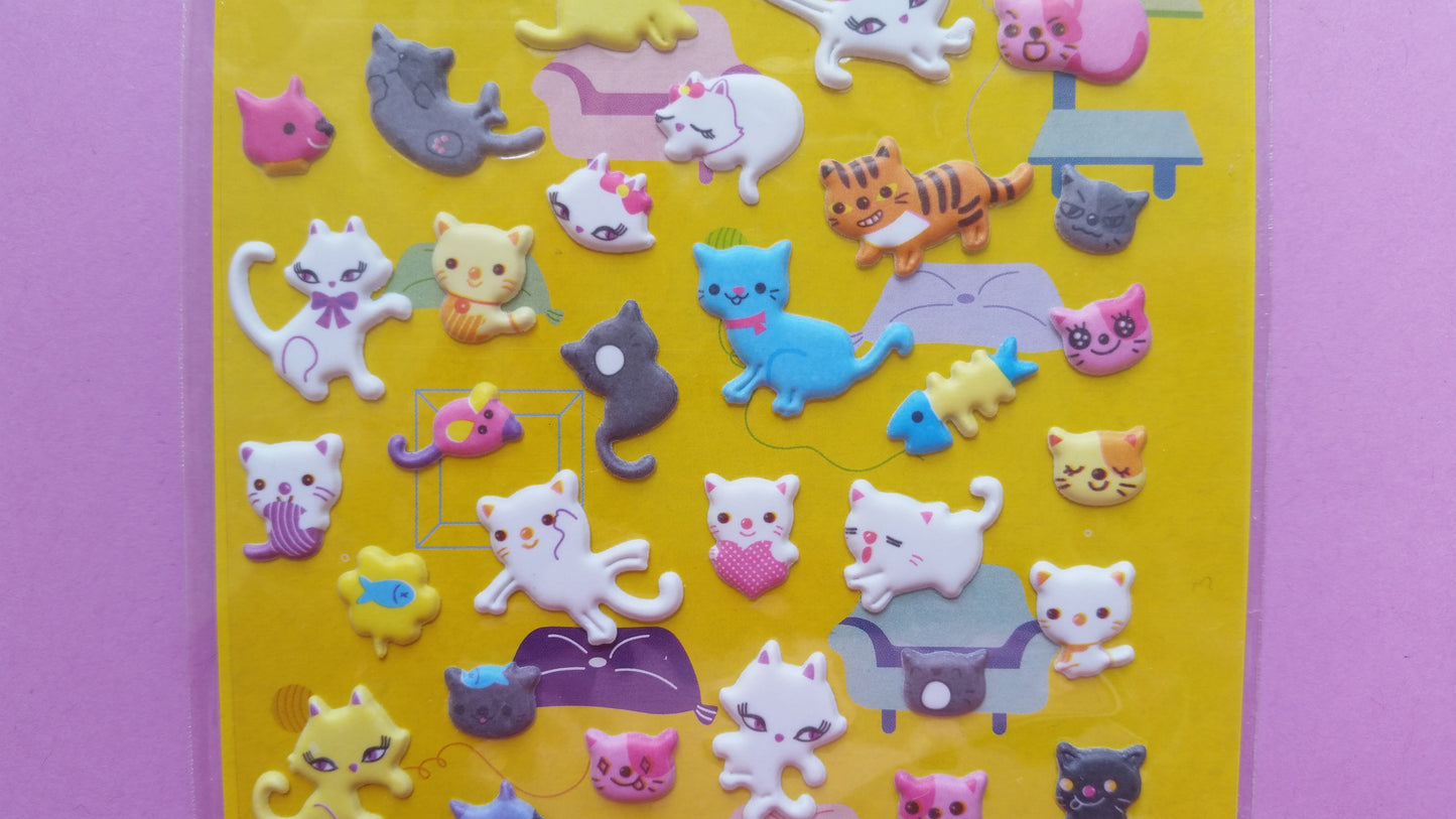 Kittens Puffy Stickers - 1 sheet - The Crafts and Glitter Shop