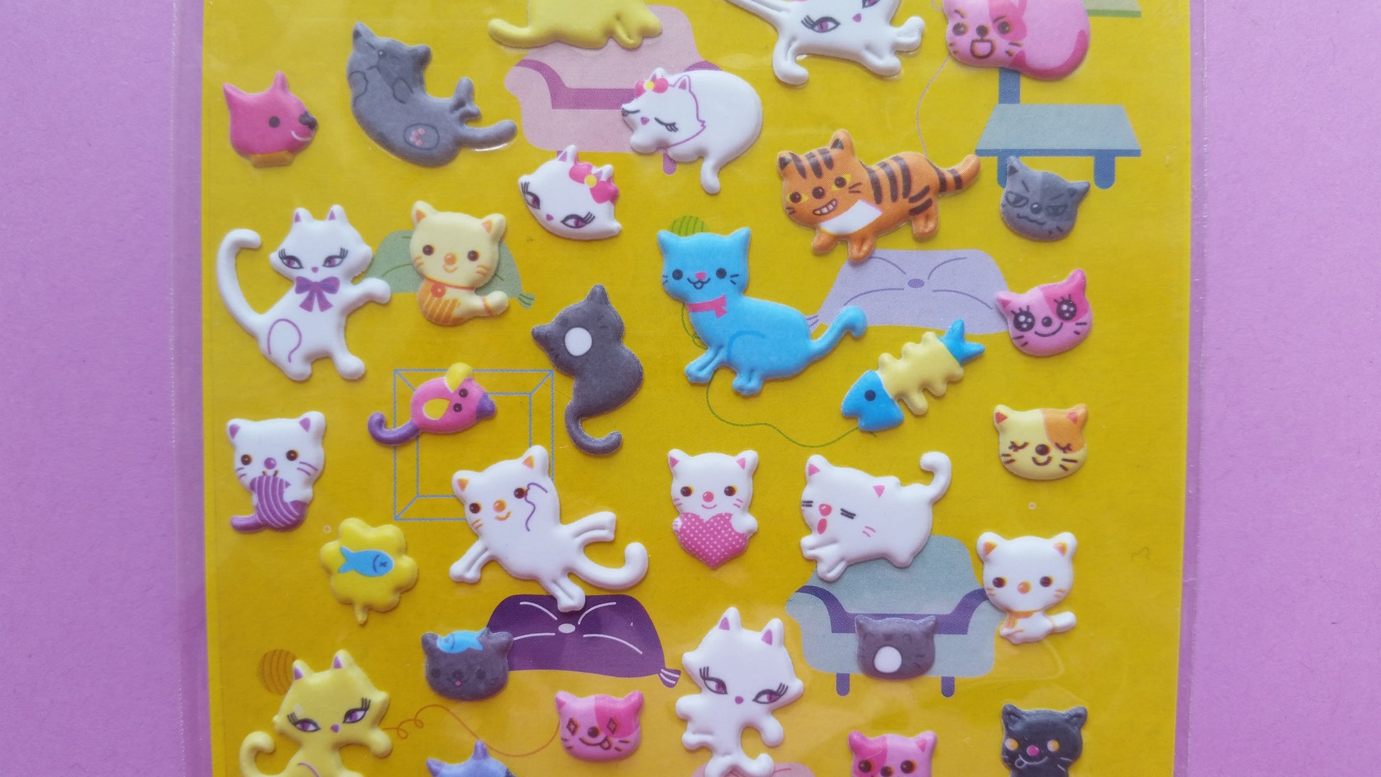 Kittens Puffy Stickers - 1 sheet - The Crafts and Glitter Shop