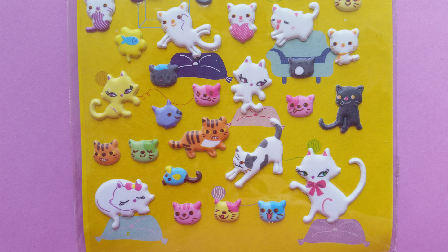 Kittens Puffy Stickers - 1 sheet - The Crafts and Glitter Shop