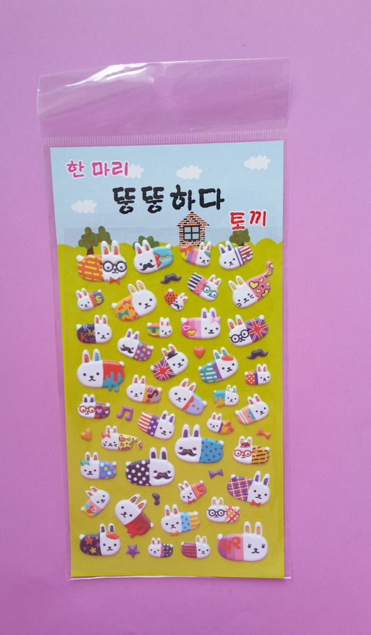 Bunny Rabbit Puffy Stickers - 1 sheet - The Crafts and Glitter Shop