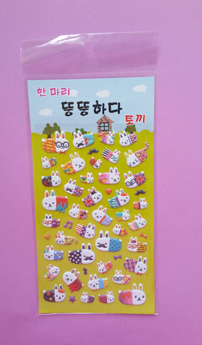 Bunny Rabbit Puffy Stickers - 1 sheet