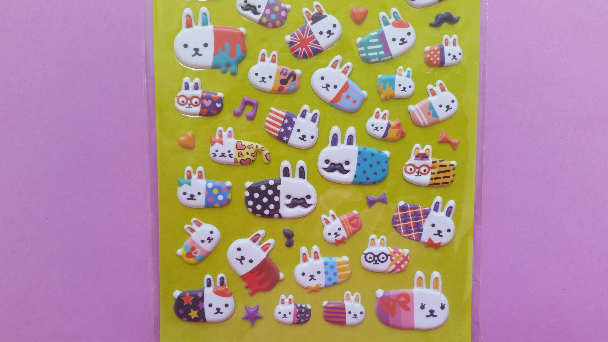 Bunny Rabbit Puffy Stickers - 1 sheet - The Crafts and Glitter Shop