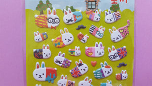 Bunny Rabbit Puffy Stickers - 1 sheet