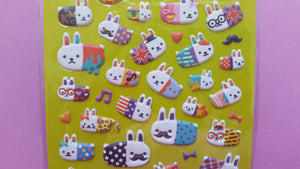 Bunny Rabbit Puffy Stickers - 1 sheet