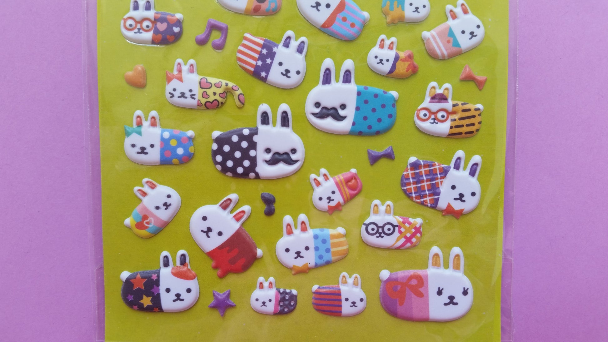 Bunny Rabbit Puffy Stickers - 1 sheet - The Crafts and Glitter Shop