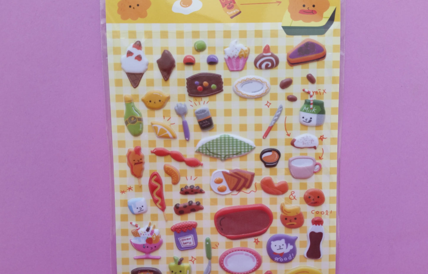 Food Puffy Stickers - 1 sheet - The Crafts and Glitter Shop