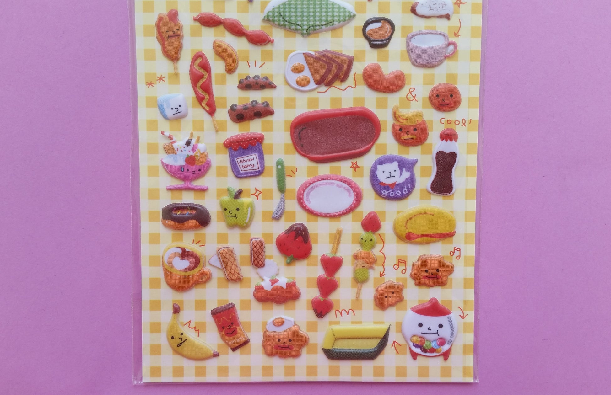 Food Puffy Stickers - 1 sheet - The Crafts and Glitter Shop