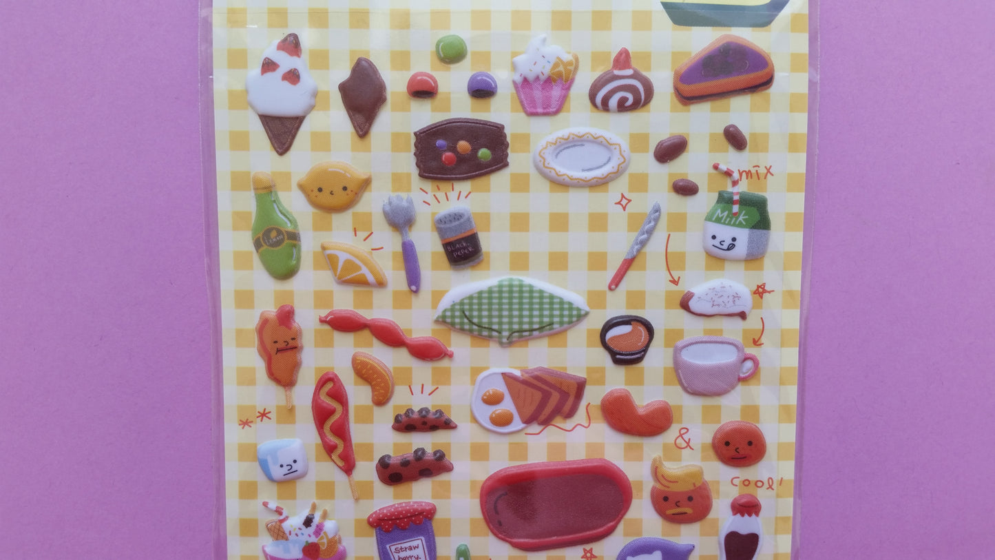 Food Puffy Stickers - 1 sheet - The Crafts and Glitter Shop