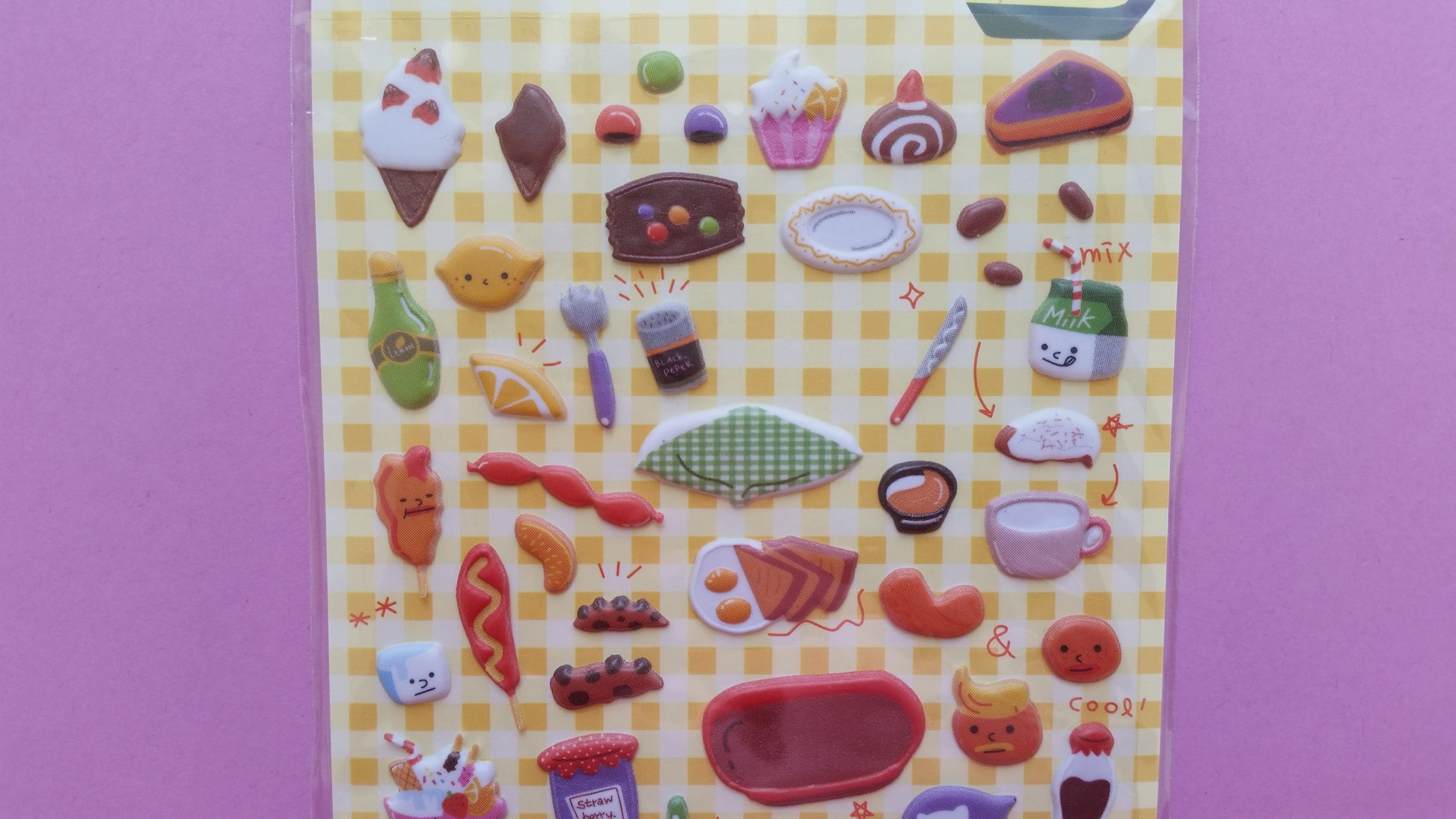 Food Puffy Stickers - 1 sheet - The Crafts and Glitter Shop
