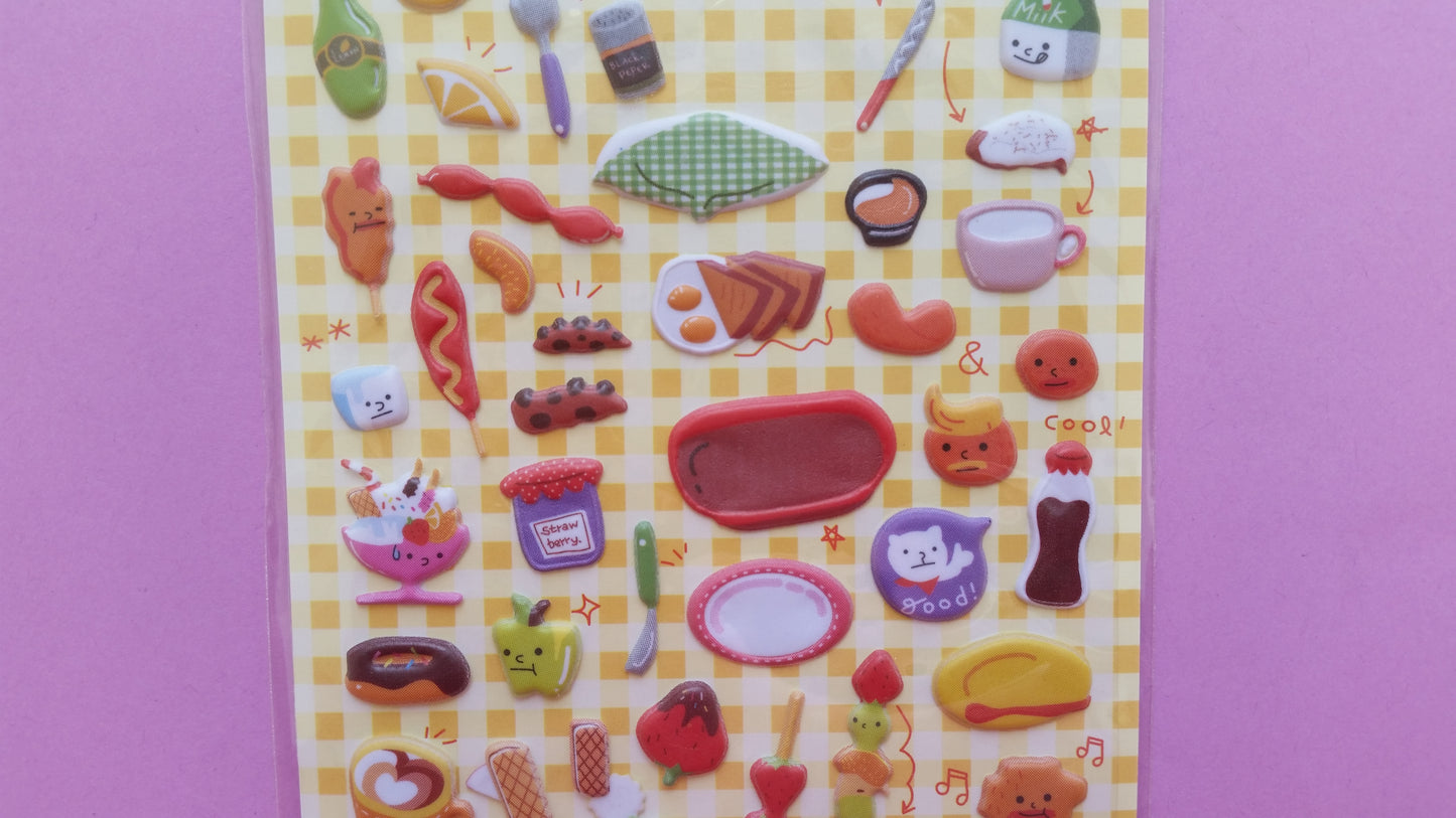 Food Puffy Stickers - 1 sheet - The Crafts and Glitter Shop
